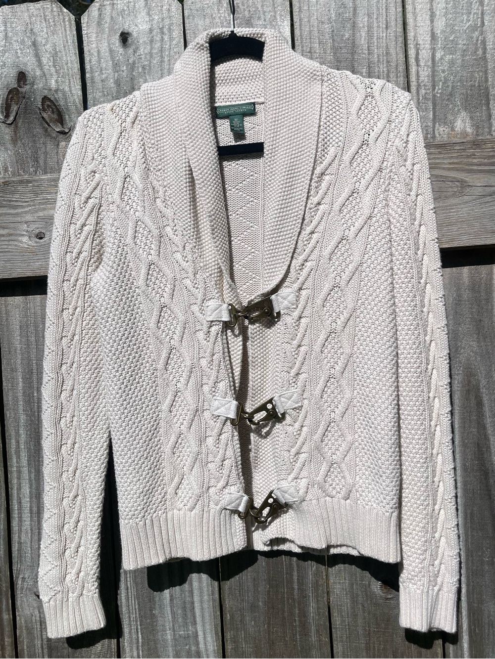 Ralph Lauren Jean Company Shawl Collar Cable Knit Cardigan Sweater - Cream